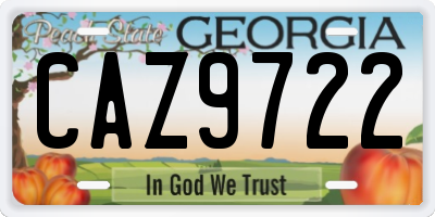 GA license plate CAZ9722