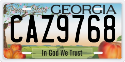 GA license plate CAZ9768
