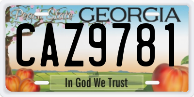 GA license plate CAZ9781