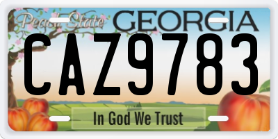 GA license plate CAZ9783