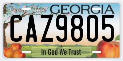 GA license plate CAZ9805