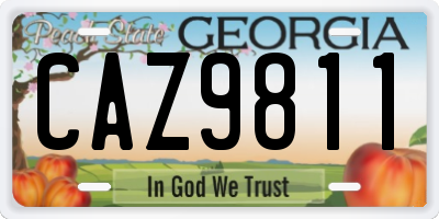 GA license plate CAZ9811