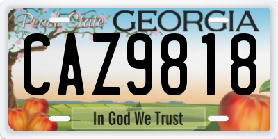 GA license plate CAZ9818