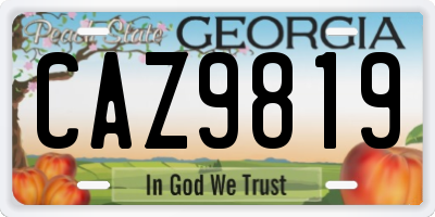 GA license plate CAZ9819