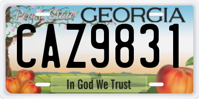 GA license plate CAZ9831