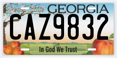 GA license plate CAZ9832