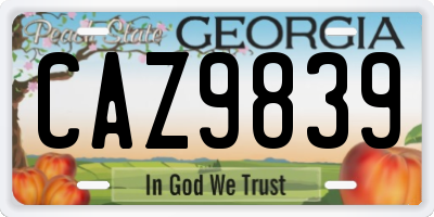 GA license plate CAZ9839