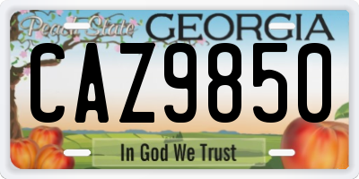 GA license plate CAZ9850