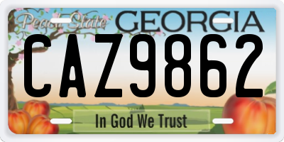 GA license plate CAZ9862