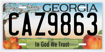 GA license plate CAZ9863