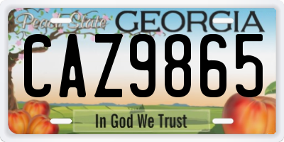 GA license plate CAZ9865