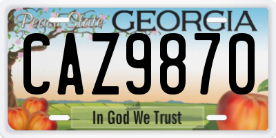 GA license plate CAZ9870