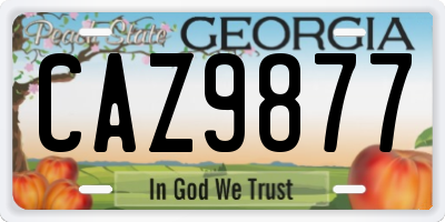GA license plate CAZ9877