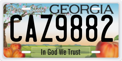 GA license plate CAZ9882