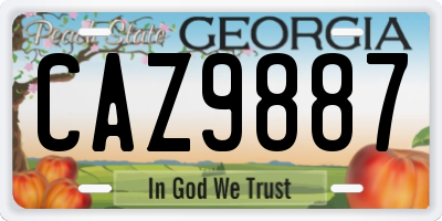 GA license plate CAZ9887