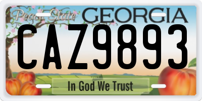 GA license plate CAZ9893