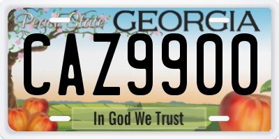 GA license plate CAZ9900