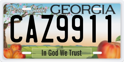 GA license plate CAZ9911