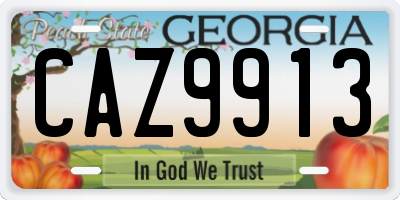 GA license plate CAZ9913
