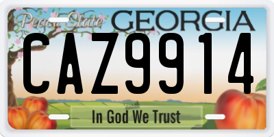 GA license plate CAZ9914