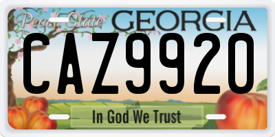GA license plate CAZ9920