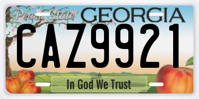 GA license plate CAZ9921