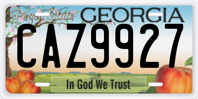 GA license plate CAZ9927