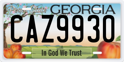 GA license plate CAZ9930