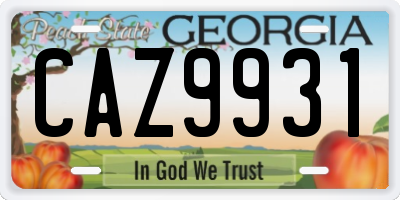 GA license plate CAZ9931