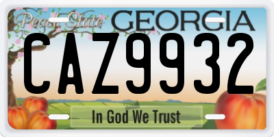 GA license plate CAZ9932