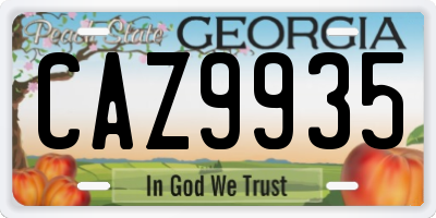 GA license plate CAZ9935