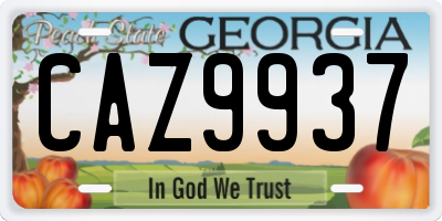 GA license plate CAZ9937