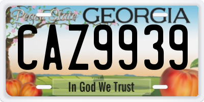 GA license plate CAZ9939