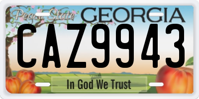 GA license plate CAZ9943