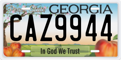 GA license plate CAZ9944