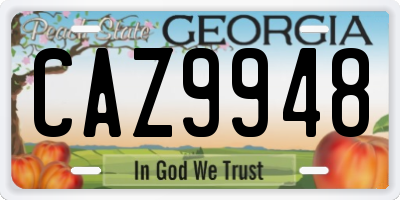 GA license plate CAZ9948