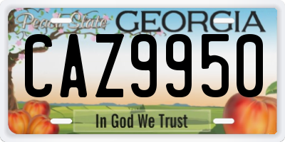 GA license plate CAZ9950