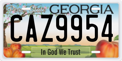 GA license plate CAZ9954