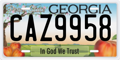 GA license plate CAZ9958