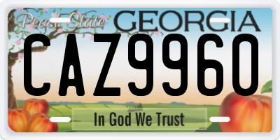 GA license plate CAZ9960