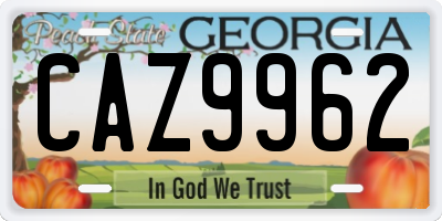 GA license plate CAZ9962