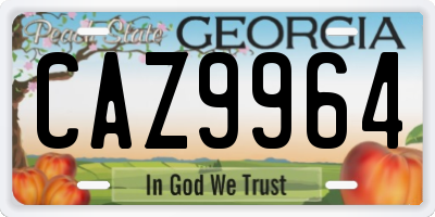 GA license plate CAZ9964