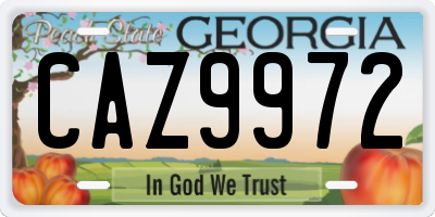 GA license plate CAZ9972