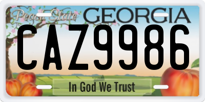 GA license plate CAZ9986