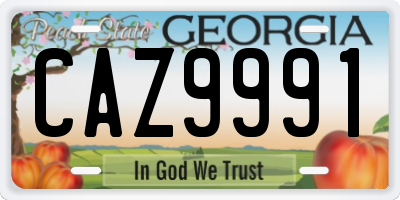 GA license plate CAZ9991