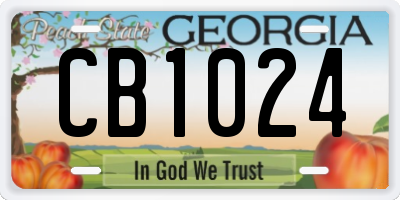 GA license plate CB1024