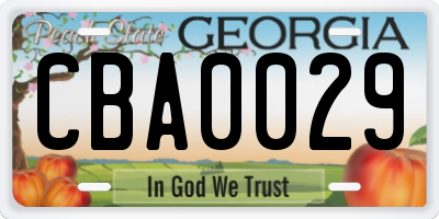 GA license plate CBA0029