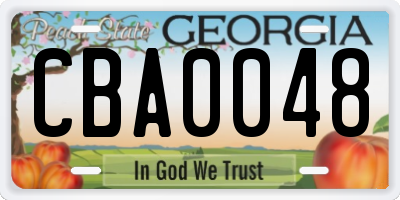 GA license plate CBA0048
