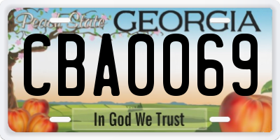 GA license plate CBA0069
