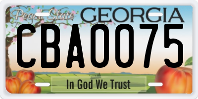 GA license plate CBA0075